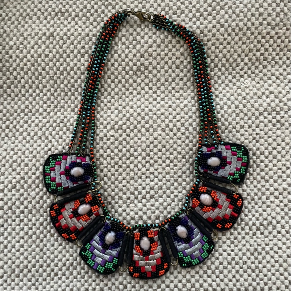 Beaded and embroidered necklace